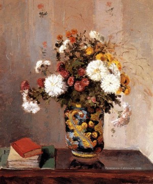  impressionniste galerie - chrysanthèmes dans un vase chinois 1873 Camille Pissarro Fleurs impressionnistes